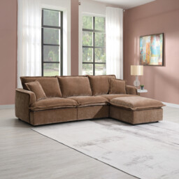 Molly 3 Seater Sofa with Ottoman - Brown