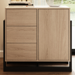 GFW Taite Oak Single Door 3 Drawer Sideboard
