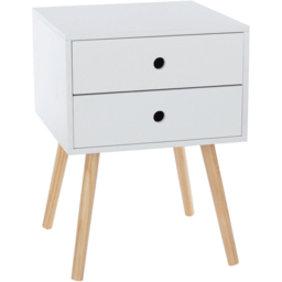 Scandia 2 Drawer White Wooden Legs Bedside Table - thumbnail 3