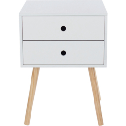 Scandia 2 Drawer White Wooden Legs Bedside Table - thumbnail 4