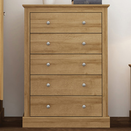 Devon 5 Drawer Oak Chest of Drawer - thumbnail 1
