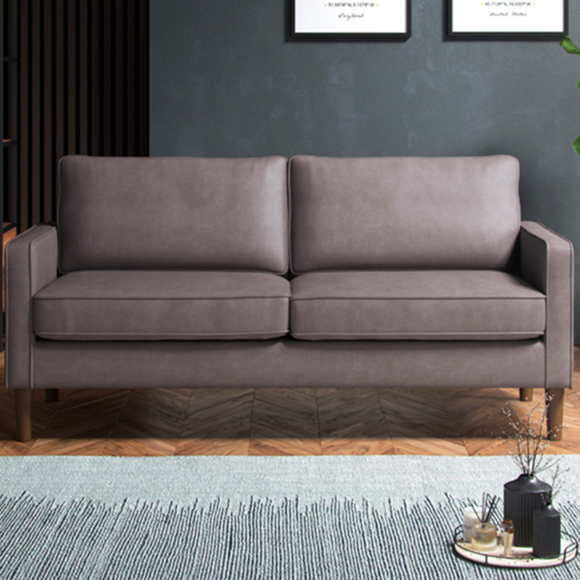 Regan Faux Leather Grey 3 Seater Sofa - image 1