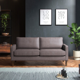 Regan Faux Leather Grey 3 Seater Sofa - thumbnail 4