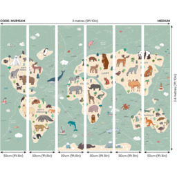 Origin Murals Childrens World Map Multicolour Wall Mural - thumbnail 4
