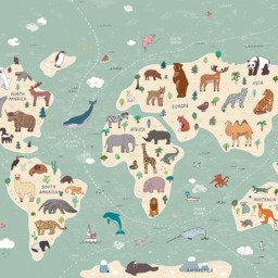 Origin Murals Childrens World Map Multicolour Wall Mural - thumbnail 2