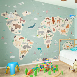 Origin Murals Childrens World Map Multicolour Wall Mural