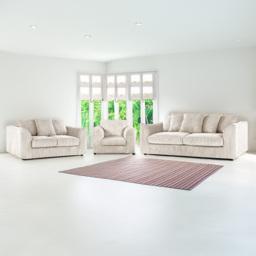 Luxor 6 Seater Cream Jumbo Cord Sofa Set with Scatter Back