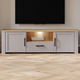 Florence Bohol Single Drawer Single Shelf 2 Door Riviera and Grey Oak LED TV Unit