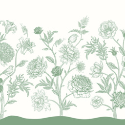 Origin Murals Jacobean Rose Trail Green Wall Mural - thumbnail 2