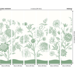 Origin Murals Jacobean Rose Trail Green Wall Mural - thumbnail 3