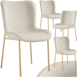 tectake Tessa Beige and Gold Velvet Upholstered Dining Chair Set of 4 - thumbnail 2