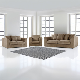 Luxor 6 Seater Coffee Jumbo Cord Sofa Set with Scatter Back