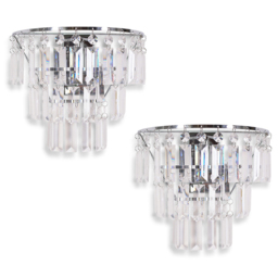 ValueLights Kelsks Acrylic Clear Jewel Droplet Chrome Wall Light with LED Bulb 2 Pack - thumbnail 1
