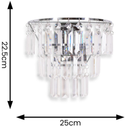 ValueLights Kelsks Acrylic Clear Jewel Droplet Chrome Wall Light with LED Bulb 2 Pack - thumbnail 4