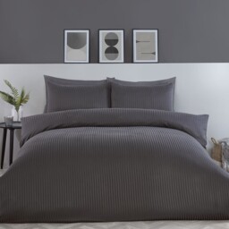 Pimlico Charcoal Double Satin Stripe Duvet Set