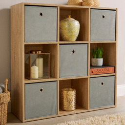 Home Source 9 Cube Oak Bookshelf - thumbnail 1
