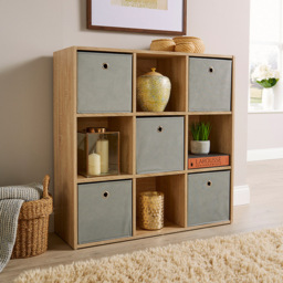 Home Source 9 Cube Oak Bookshelf - thumbnail 3