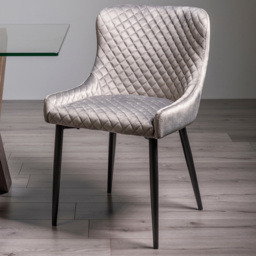 Bentley Designs Cezanne Grey Velvet Dining Chair Set of 2 - thumbnail 1