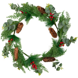 Samuel Alexander 50cm Eucalyptus Wreath with Red Berries and Pinecones