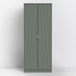 Crowndale Diamond Ready Assembled 2 Door Reed Green Tall Double Wardrobe