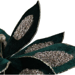 Sleigh Bells Ring Emerald Glitter Flower Clip Christmas Ornament - thumbnail 4