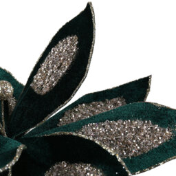 Sleigh Bells Ring Emerald Glitter Flower Clip Christmas Ornament - thumbnail 1
