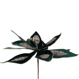 Sleigh Bells Ring Emerald Glitter Flower Clip Christmas Ornament - thumbnail 3