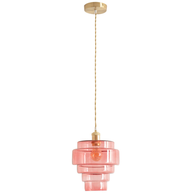 ValueLights Lane Brushed Gold and Pink Glass 5 Tier Ceiling Pendant Light - image 1
