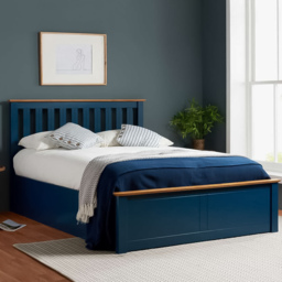Phoenix Small Double Blue Ottoman Bed
