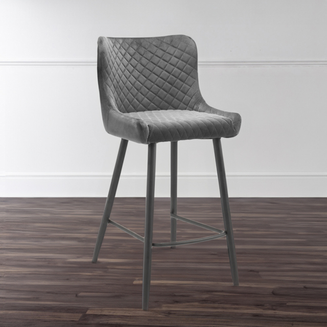 Julian Bowen Luxe Grey Velvet Bar Stool - image 1