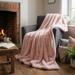Divante Blush Rabbit Faux Fur Extra Large Throw 150 x 200cm - thumbnail 4