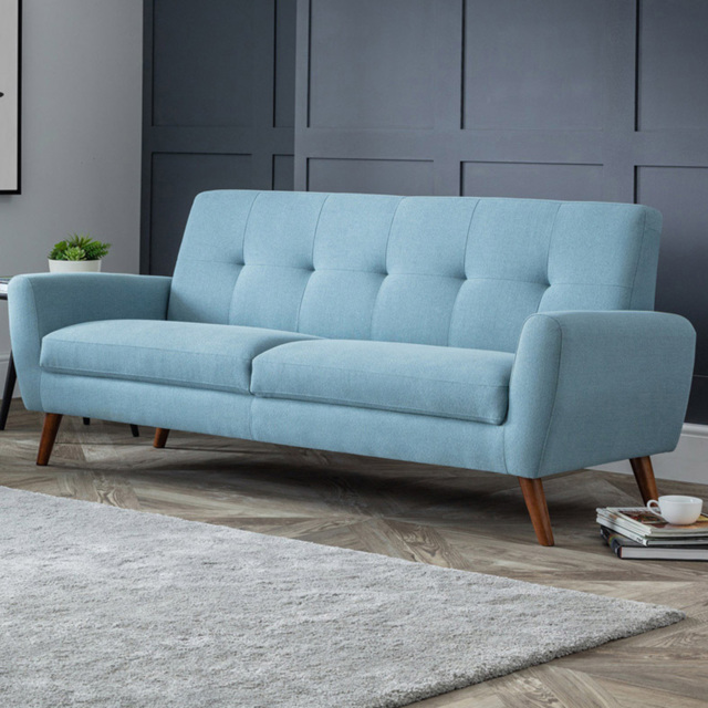 Julian Bowen Monza 3 Seater Blue Compact Retro Sofa - image 1