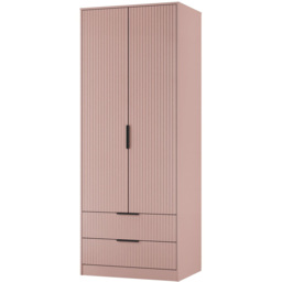 Crowndale Fluted 2 Door 2 Drawer Kobe Pink Tall Wardrobe Ready Assembled - thumbnail 4