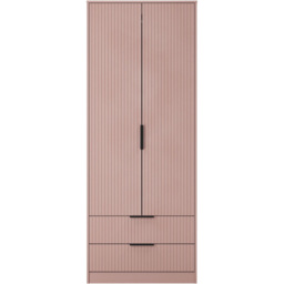 Crowndale Fluted 2 Door 2 Drawer Kobe Pink Tall Wardrobe Ready Assembled - thumbnail 2