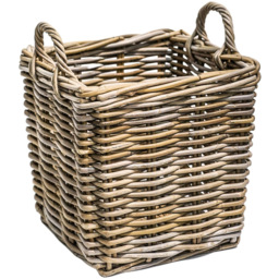 Ivyline Wicker Sturdy Square Natural Log Basket Set of 2 - thumbnail 3