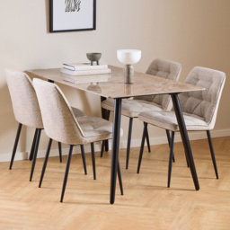 Florence Wicklow Brooke 4 Seater Ceramic Dining Set Brown Black and Monza Beige