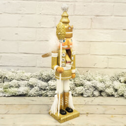 St Helens Gold and White Christmas Nutcracker with Staff 40cm - thumbnail 4