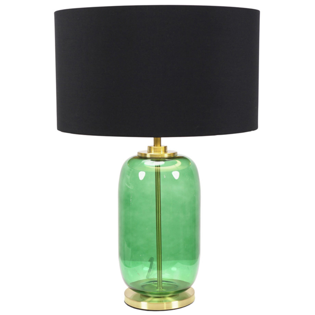 ValueLights Leigh Reni Black Shade Forest Green Glass LED Table Lamp - image 1