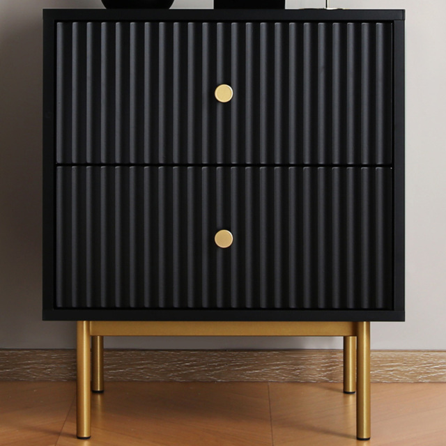 Home Garden Direct Devon Black 2 Drawer Bedside Table - image 1
