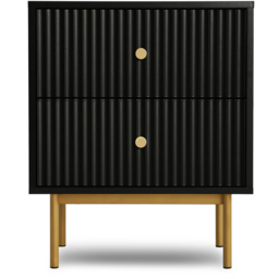 Home Garden Direct Devon Black 2 Drawer Bedside Table - thumbnail 2