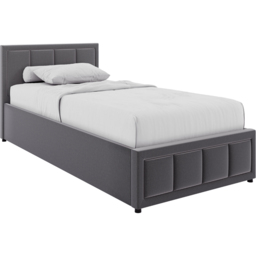 Vida Designs Vanita Dark Grey Linen Single Ottoman Bed with Padded Headboard - thumbnail 2