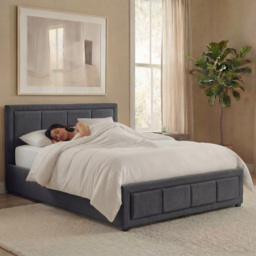 Vida Designs Vanita Dark Grey Linen Single Ottoman Bed with Padded Headboard - thumbnail 4