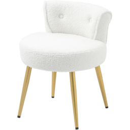 Living and Home White Teddy Fleece Dressing Table Stool - thumbnail 2