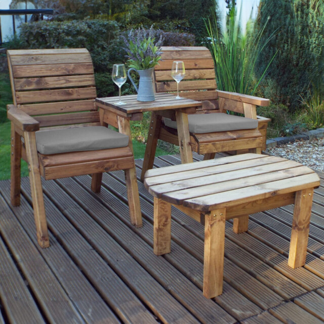 Charles Taylor 2 Seater Straight Companion Dining Set with Grey Cushions - image 1