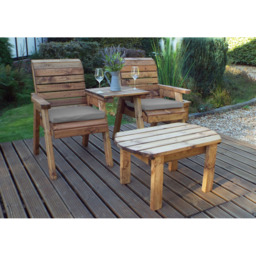 Charles Taylor 2 Seater Straight Companion Dining Set with Grey Cushions - thumbnail 2