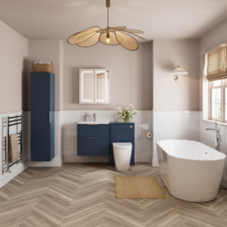 Bathstore Wharton Single Door Blue Floor Standing Tall Unit 350mm - thumbnail 2