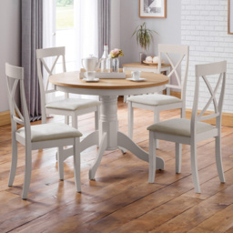 Julian Bowen Davenport Grey and Oak 4 Seater Round Dining Set