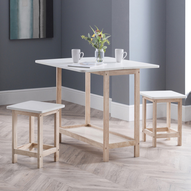 Julian Bowen Bergen 2 Seater Foldable Bar Set White and Natural - image 1