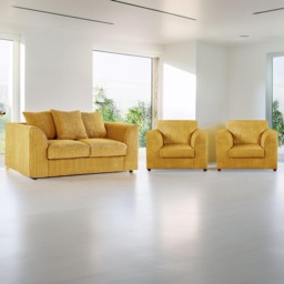 Luxor 4 Seater Mustard Jumbo Cord Sofa Set with Scatter Back - thumbnail 1