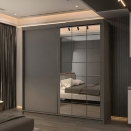 M N Furniture Collian 2 Door Grey Mirrored Sliding Wardrobe 200cm - thumbnail 4